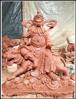 騎虎趙公明雕塑|武財(cái)神趙公明銅像